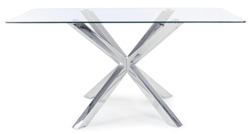 Table à manger rectangulaire verre trempé et acier chromé Agno 160 cm - Photo n°2; ?>