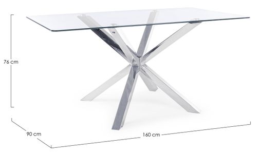 Table à manger rectangulaire verre trempé et acier chromé Agno 160 cm - Photo n°3; ?>