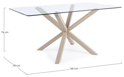 Table à manger rectangulaire verre trempé et acier effet naturel Agno 160 cm - Photo n°3; ?>