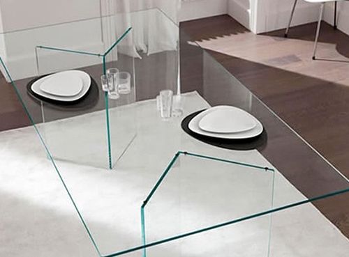 Table à manger rectangulaire verre trempé Hasmi 180 cm - Photo n°3; ?>