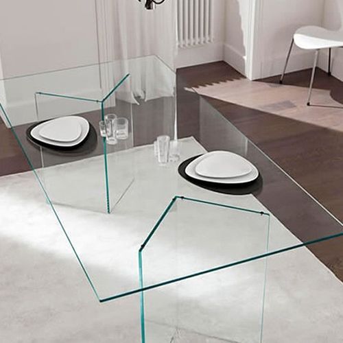 Table à manger rectangulaire verre trempé Hasmi 200 cm - Photo n°2; ?>