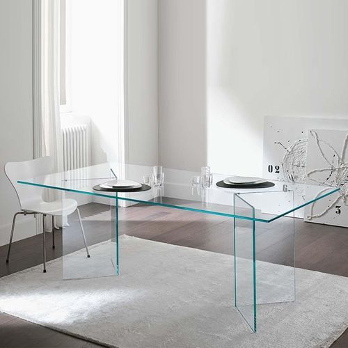 Table à manger rectangulaire verre trempé Hasmi 200 cm - Photo n°3; ?>