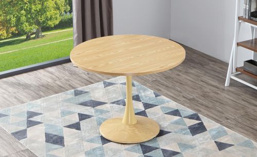 Table à manger ronde bois chêne clair et pied métal Kandra - Photo n°2; ?>