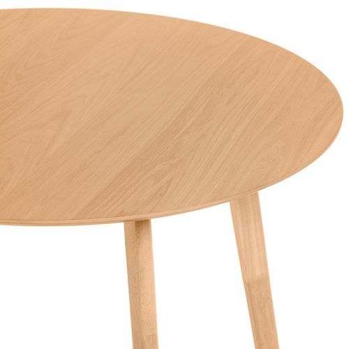 Table à manger ronde bois d'hévéa avec placage chêne Askin 100 cm - Photo n°2; ?>