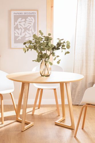 Table à manger ronde bois de Frêne clair Karene 120 cm - Photo n°2; ?>