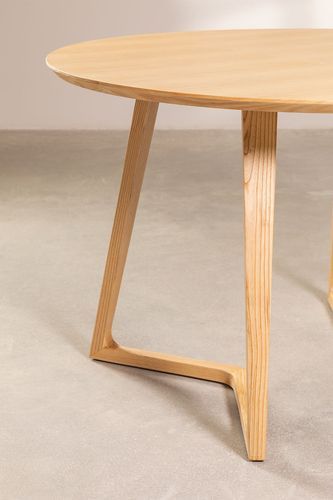 Table à manger ronde bois de Frêne clair Karene 120 cm - Photo n°3; ?>