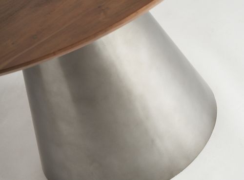 Table à manger ronde bois marron et fer argenté Arkon 120 cm - Photo n°2; ?>
