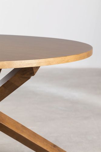 Table à manger ronde bois marron Karene 120 cm - Photo n°3; ?>