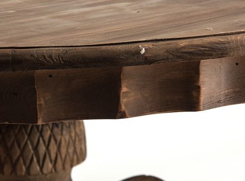 Table à manger ronde bois massif foncé Valiha 160 cm - Photo n°3; ?>