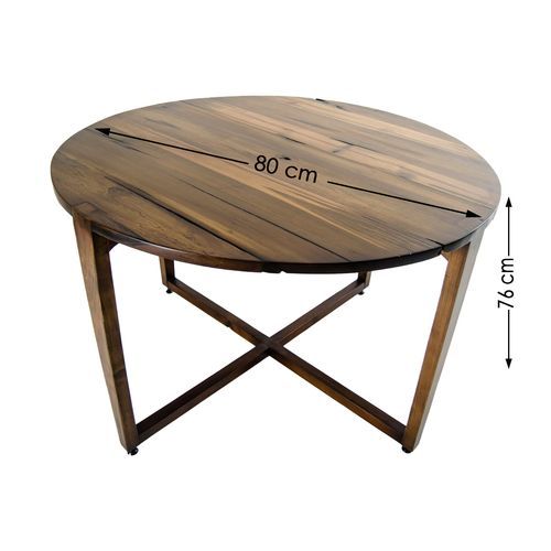 Table à manger ronde bois massif noyer 100% Boker 80 cm - Photo n°3; ?>