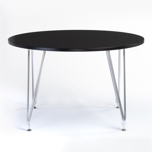 Table à manger ronde bois noir mat et acier chromé Diza 120 cm - Photo n°2; ?>