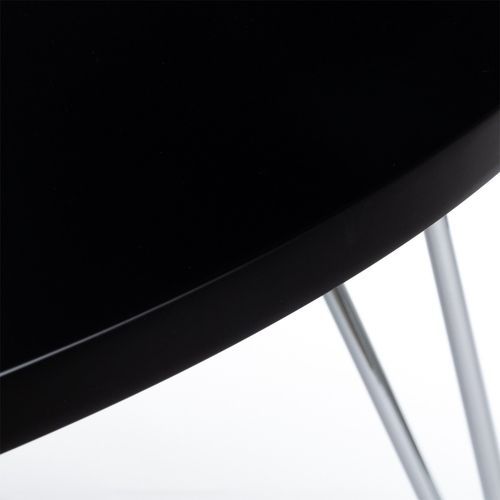 Table à manger ronde bois noir mat et acier chromé Diza 120 cm - Photo n°3; ?>