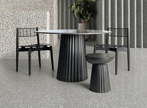 Table à manger ronde bois plissé et marbre 120 cm José Manuel Ferrero d’Estudi - Photo n°3; ?>