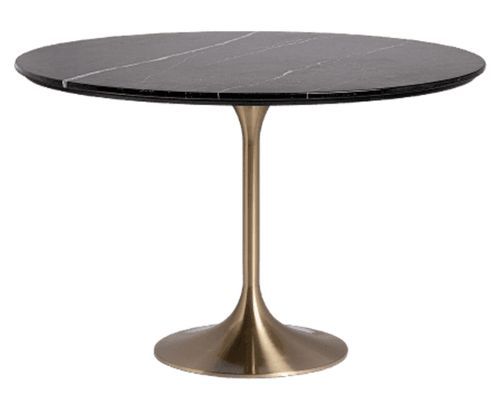 Table à manger ronde céramique et pied acier doré style art déco Korne - Photo n°2; ?>