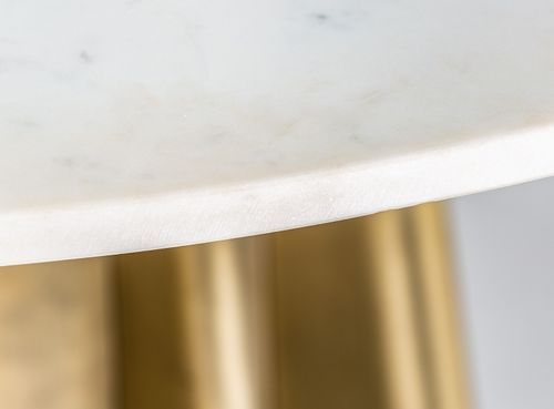 Table à manger ronde design marbre blanc et pied acier doré mat Mensa 120 cm - Photo n°3; ?>