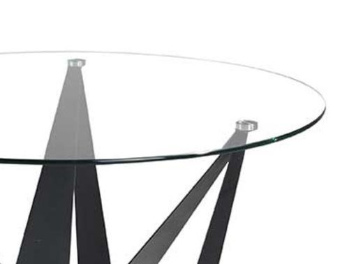 Table à manger ronde design verre trempé et pieds acier noir Bazika 120 cm - Photo n°3; ?>