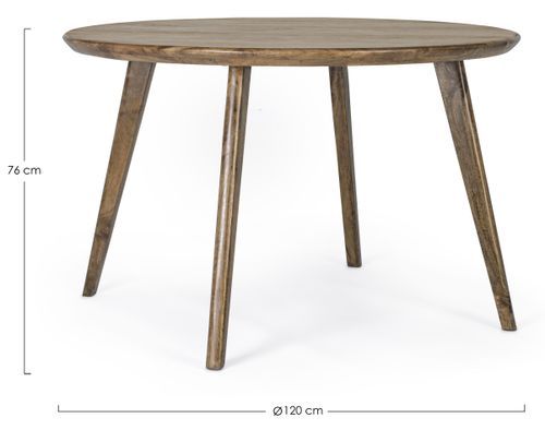 Table à manger ronde en bois de manguier marron Sylvie D 120 cm - Photo n°3; ?>