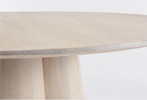 Table à manger ronde en bois massif naturel Noza 120 cm - Photo n°2; ?>