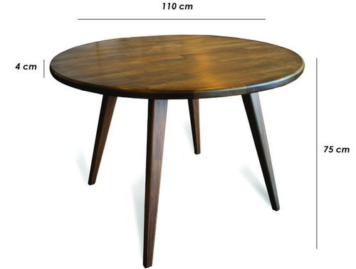 Table à manger ronde en bois noyer Veduna 110 cm - Photo n°3; ?>