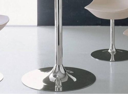 Table a manger ronde en verre trempé et pied acier chromé Diamino - Photo n°3; ?>