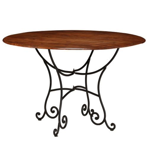 Table à manger ronde et 4 chaises bois d'acacia Lavina - Photo n°2; ?>
