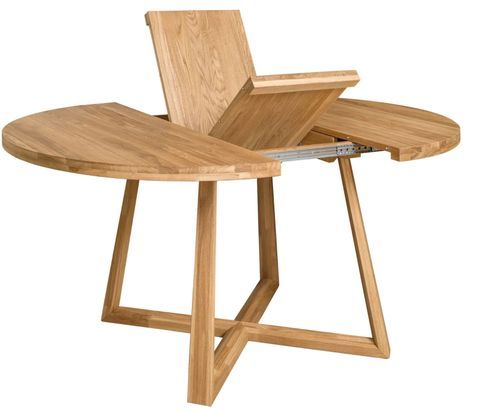 Table à manger ronde extensible 120 à 160 cm en bois de chêne massif Mobalpy - Photo n°2; ?>