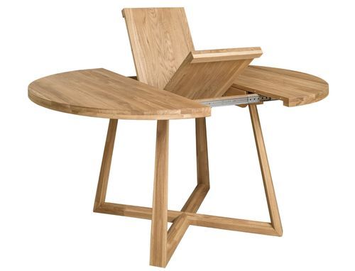 Table à manger ronde extensible 100 à 130 cm en bois de chêne massif Mobalpy - Photo n°2; ?>