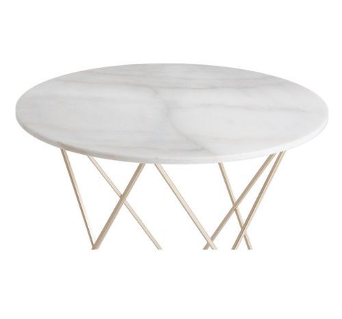 Table à manger ronde marbre blanc et métal doré Sacha - Photo n°2; ?>