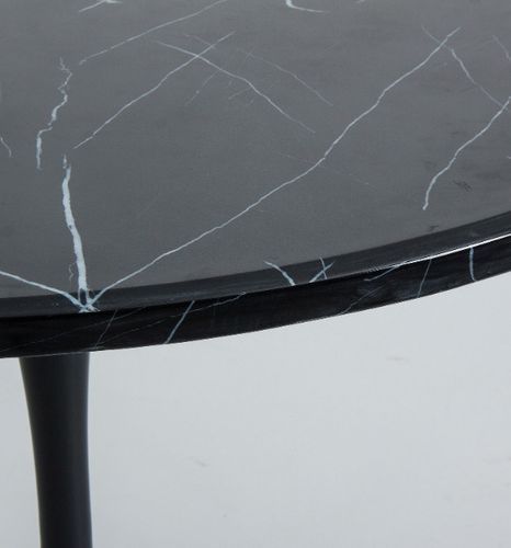 Table à manger ronde marbre et métal noir Nath 120 cm - Photo n°3; ?>