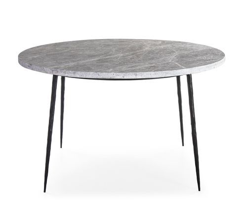 Table à manger ronde marbre gris et pieds métal noir Soa 125 cm - Photo n°2; ?>