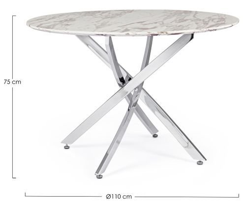 Table à manger ronde MDF et acier bicolore Mako D 110 cm - Photo n°3; ?>