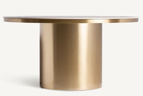Table à manger ronde porcelaine et acier doré Tikah 150 cm - Photo n°2; ?>