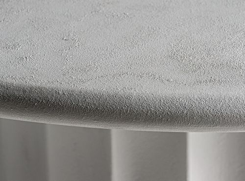 Table à manger ronde résine et ciment blanc Klikey 120 cm - Photo n°3; ?>