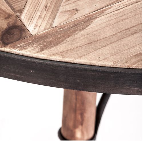 Table à manger ronde sapin massif clair et fer noir Penky - Photo n°3; ?>