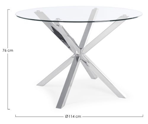 Table à manger ronde verre trempé et acier chromé Agno 114 cm - Photo n°3; ?>