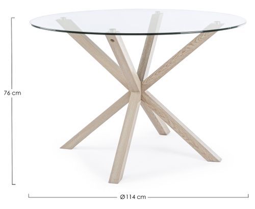 Table à manger ronde verre trempé et acier effet naturel Agno 114 cm - Photo n°3; ?>