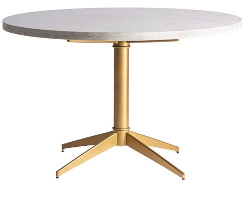 Table à manger ronde design marbre blanc et pied acier doré Dansy 120 cm - Photo n°2; ?>