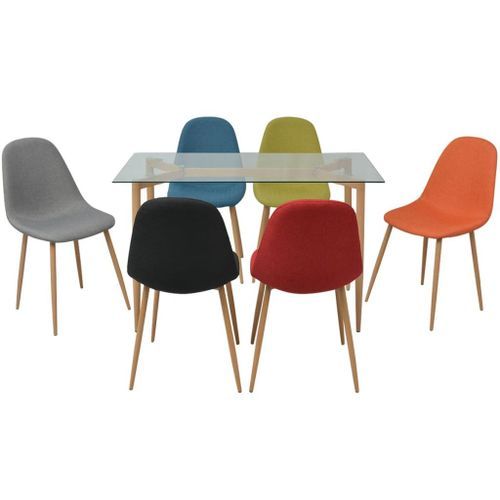 Table à manger scandinave et 6 chaises multi couleurs Kintu - Photo n°2; ?>