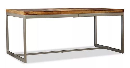 Table à manger sesham massif clair et pieds métal gris Afit 180 cm - Photo n°3; ?>