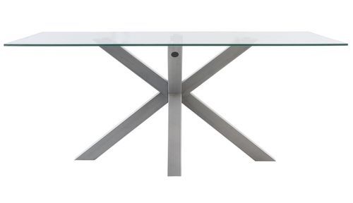 Table à manger verre trempé et pieds métal gris Trikano - 4 tailles - Photo n°2; ?>