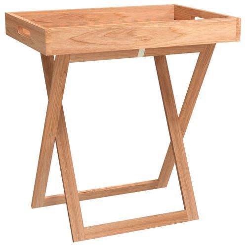 Table à plateau pliante 52x36x56,5 cm Bois massif de noyer - Photo n°2; ?>