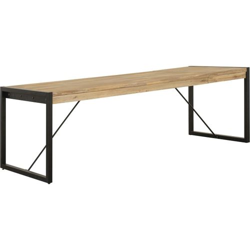 Table à rallonge 180/230 cm 8 places bois massif acacia et pieds acier noir Zayane - Photo n°3; ?>