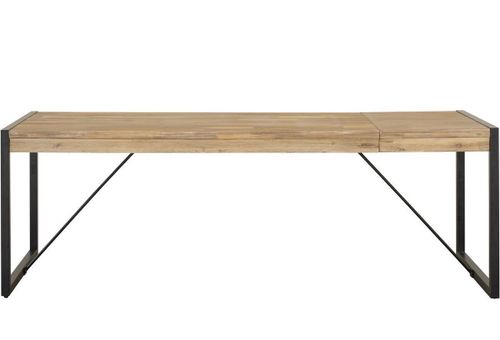 Table à rallonge 180/230 cm 8 places bois massif acacia et pieds acier noir Zayane - Photo n°2; ?>