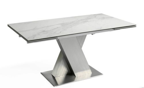 Table à rallonge acier brossé et plateau marbre de porcelaine Futura 170-250 cm - Photo n°3; ?>