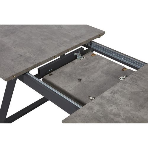 Table à rallonge bois gris et métal noir Torin 160/200 cm - Photo n°3; ?>