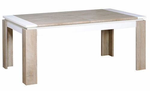Table avec allonge aqué blanc mat et bois chêne clair Baite 180/260 cm - Photo n°2; ?>