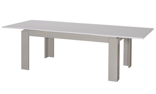 Table avec rallonge blanc laqué et bois gris galet Kido - Photo n°2; ?>