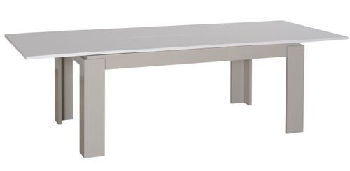 Table avec rallonge blanc laqué et bois gris galet Kido - Photo n°3; ?>