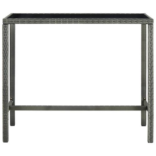 Table bar de jardin Gris 130x60x110 cm Résine tressée et verre - Photo n°2; ?>