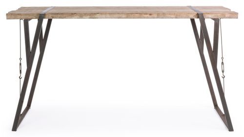Table bar en bois de sapin et pieds acier Bibo L 200 cm - Photo n°2; ?>